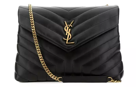 SAINT LAURENT Сумка Loulou Matelasse Y Leather, золотистый оттенок, средний черный