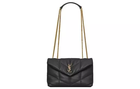 SAINT LAURENT Сумка-мессенджер из овчины PUFER, мини-сумка через плечо, женская, черная