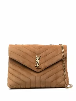Saint Laurent сумка на плечо Loulou среднего размера, коричневый