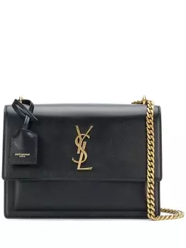 Saint Laurent сумка Sunset с ремнем-цепочкой, черный