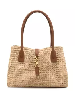 Saint Laurent сумка-тоут из рафии, серый