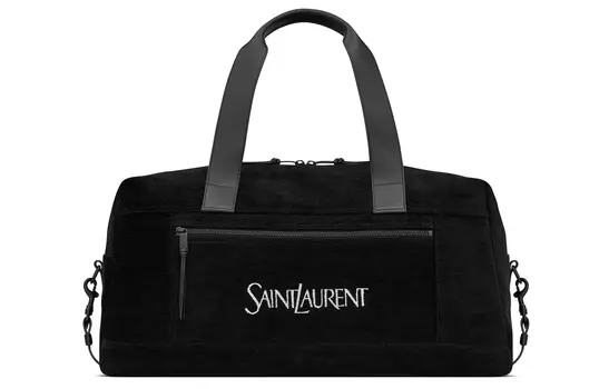SAINT LAURENT Сумка-тоут из ткани с коровьей кожей, через плечо, мужская дорожная сумка-туба, черная
