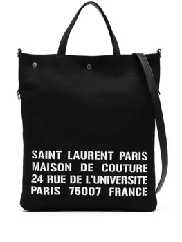 Saint Laurent сумка-тоут North/South из канваса, черный