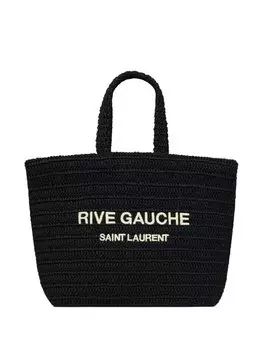 Saint Laurent сумка-тоут Rive Gauche с вышивкой, черный
