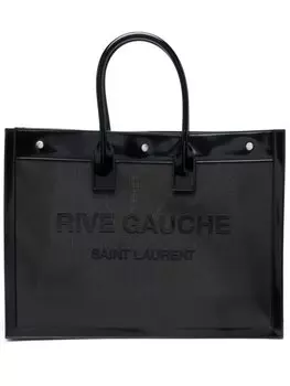 Saint Laurent сумка-тоут Rive Gauche с тисненым логотипом, черный