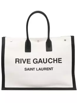 Saint Laurent сумка-тоут Rive Gauche с тиснением, нейтральный цвет