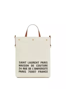 Saint Laurent сумка-тоут с логотипом, нейтральный цвет