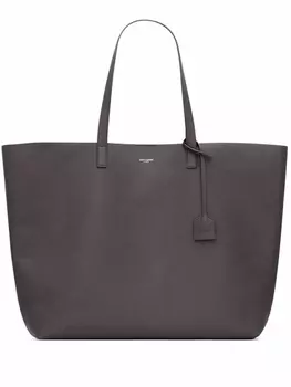 Saint Laurent сумка-тоут с тисненым логотипом, коричневый