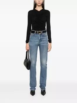 Saint Laurent свитер со сборками, черный