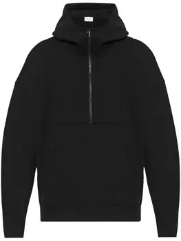 Saint Laurent толстовка с капюшоном и полумолнией с вышитым логотипом, черный