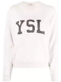 Saint Laurent толстовка с логотипом, нейтральный цвет