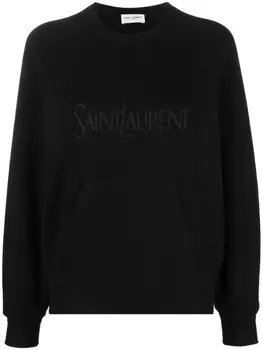 Saint Laurent толстовка с вышитым логотипом, черный