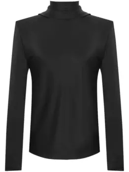 Saint Laurent топ с длинными рукавами и драпировкой, черный
