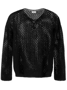 Saint Laurent топ в технике кроше, черный