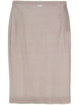 Saint Laurent трикотажная юбка-карандаш длины миди, серый