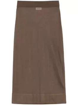 Saint Laurent трикотажная юбка-карандаш, коричневый