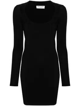 Saint Laurent трикотажное платье мини Dcollet, черный