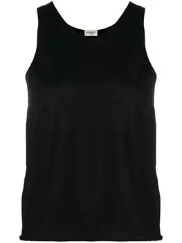 Saint Laurent трикотажный топ с круглым вырезом, черный
