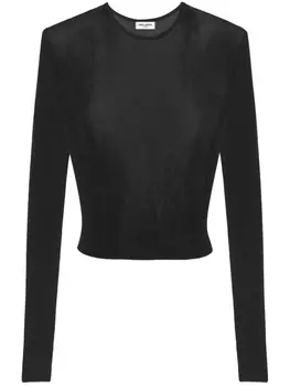 Saint Laurent трикотажный топ с круглым вырезом, черный