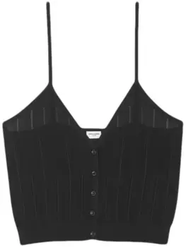 Saint Laurent трикотажный топ в полоску, черный