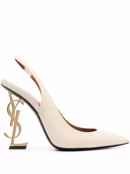 Saint Laurent туфли Opyum 110 с ремешком на пятке, нейтральный цвет