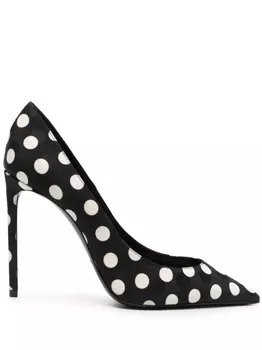 Saint Laurent туфли Zoe 105 с узором в горох, черный