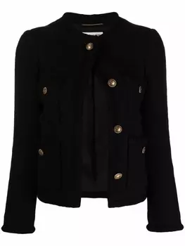Saint Laurent твидовый жакет, черный