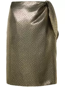 Saint Laurent юбка из ткани ламе с узлом, золотой