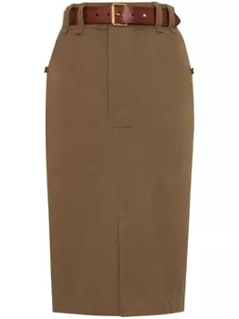 Saint Laurent юбка-карандаш с поясом, коричневый
