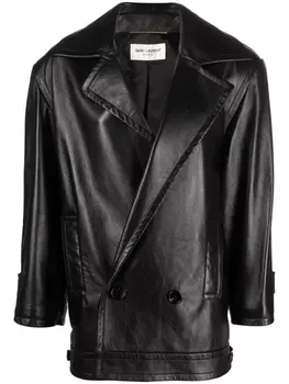 Saint Laurent удлиненный двубортный блейзер, черный