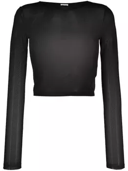 Saint Laurent укороченная полупрозрачная футболка, черный