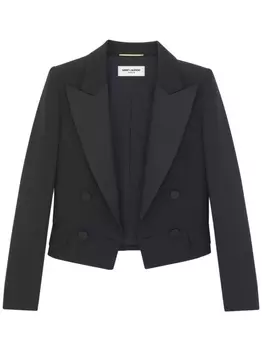 Saint Laurent укороченный двубортный блейзер, черный