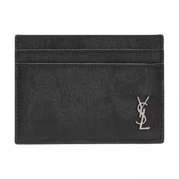 SAINT LAURENT Визитница CASSANDRE Weaving Fabrics, мужская, черная