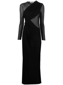 Saint Laurent вечернее платье с прозрачной вставкой, черный