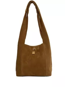 Saint Laurent замшевая сумка через плечо с замком, коричневый