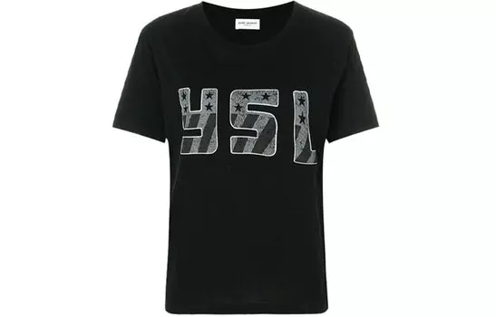 Футболка женская Saint Laurent, черный / серый