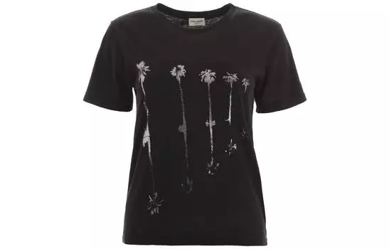 Футболка женская Saint Laurent с принтом пальм, черный