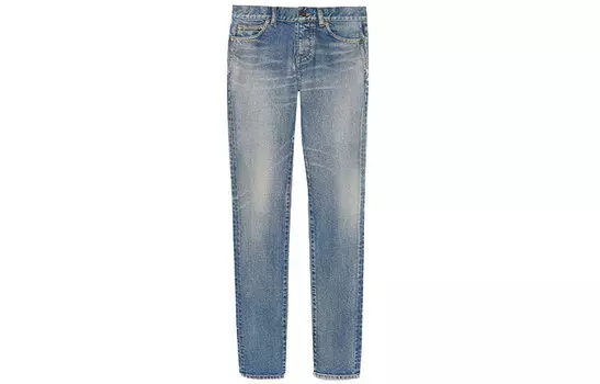 Джинсы женские Saint Laurent с эффектом потертостей, синий