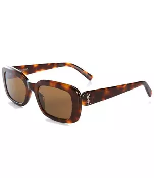 Saint Laurent Женские прямоугольные солнцезащитные очки SL M130 Monogram Perle 53 мм Гавана, коричневый