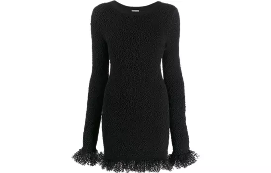 Saint Laurent Женское платье с длинными рукавами, черный