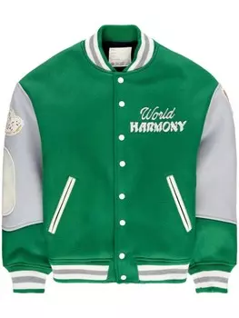 SAINT MXXXXXX бомбер Pigeon Varsity с графичным принтом, зеленый