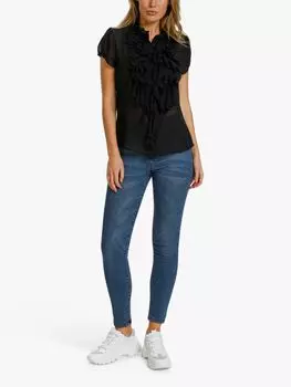Saint Tropez Блузка Lilly с короткими рукавами и рюшами, черная