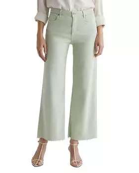 Саиж Высокие Широкие Укороченные Джинсы цвета Фисташка AG, зеленый