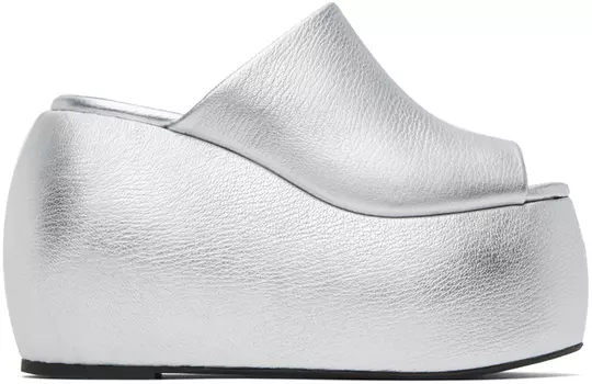 Саймон Миллер Серебряные босоножки на каблуке с пузырьками Simon Miller