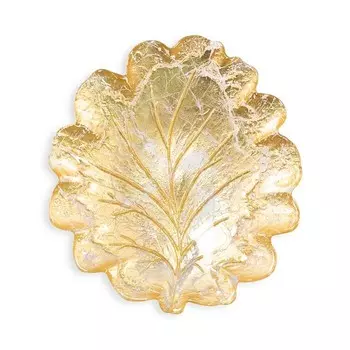 Салатная тарелка VIETRI Moon Glass Leaf, золотой