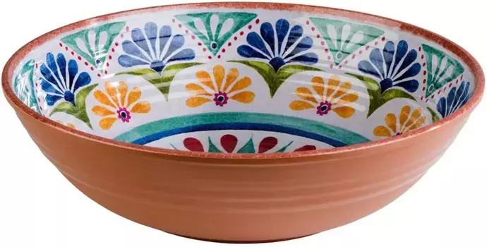 Салатница APS "Арабеска", из меламина, испанский вид, 31 см, вместимость 3 литра, можно мыть в посудомоечной машине, цвет terrakotta/blau/beige
