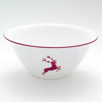 Салатница «Бордоский олень» d: 33 см / высота: 14 см / 4,5 л Gmundner Keramik, бело-красный