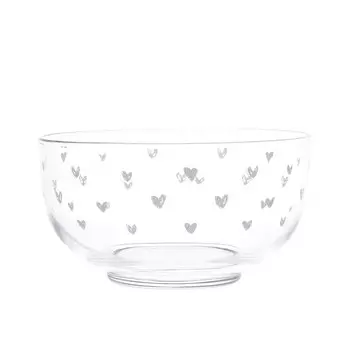 Салатница из дутого стекла с шелкографией - Сердечки Simple Day