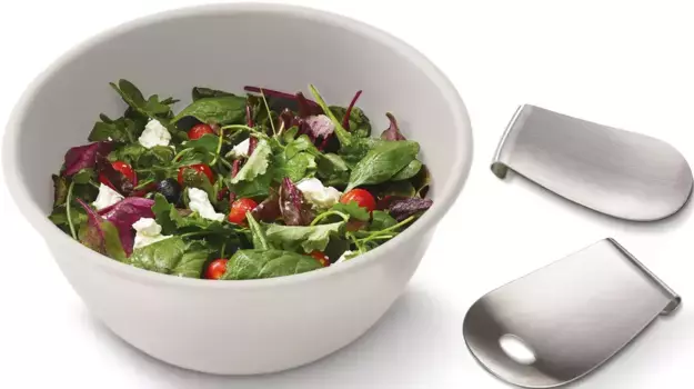 Салатница Joseph Joseph "Uno", из нержавеющей стали, со столовыми приборами для салата из нержавеющей стали, 30 см, цвет grafit