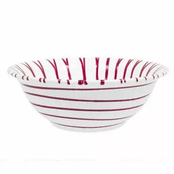 Салатница с красным пламенем д: 33 см / высота: 14 см / 4,5 л Gmundner Keramik, бело-красный